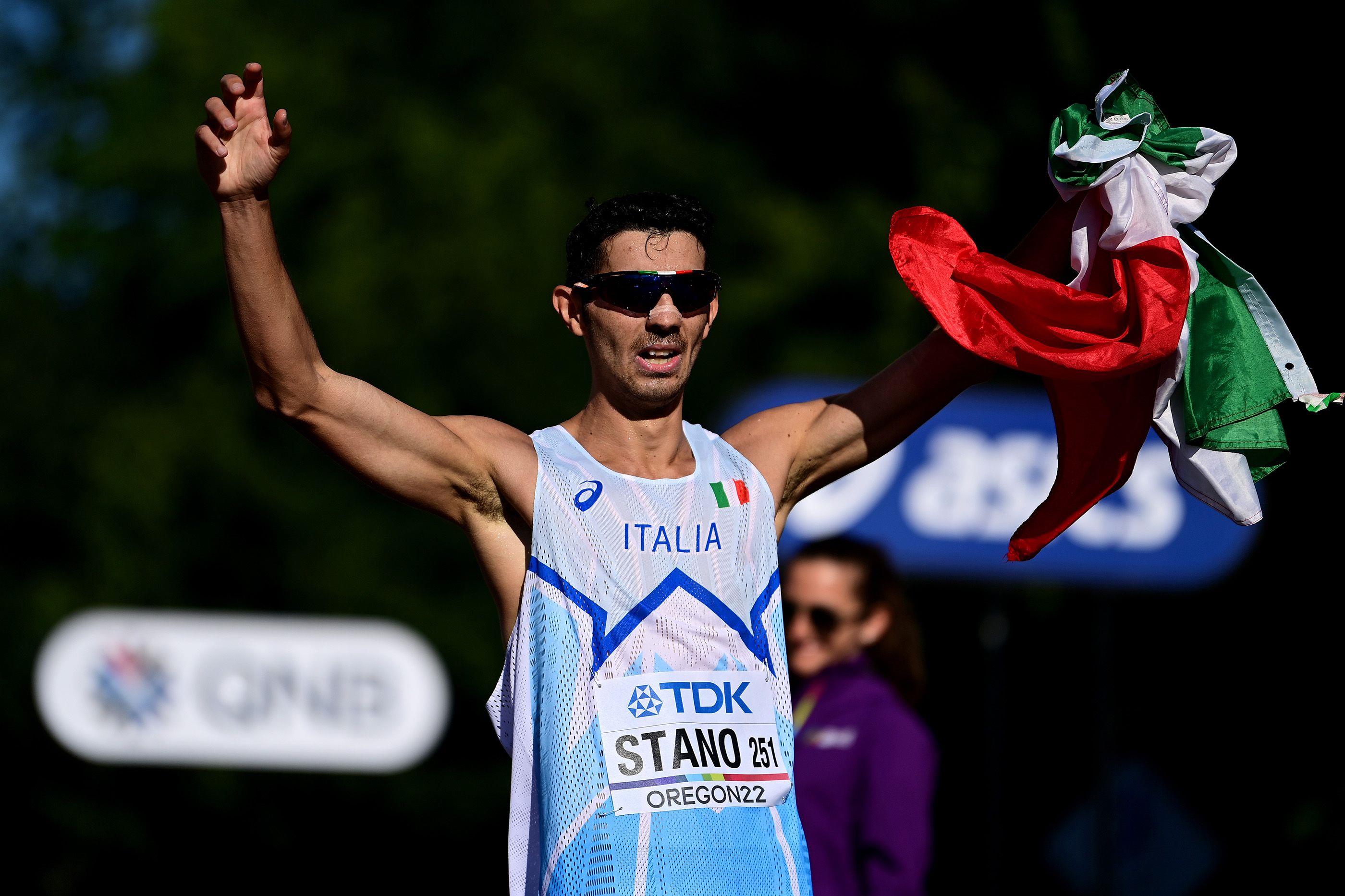 Italy's Massimo Stano wins the inaugural 35km race walk title in Oregon (Getty Images)